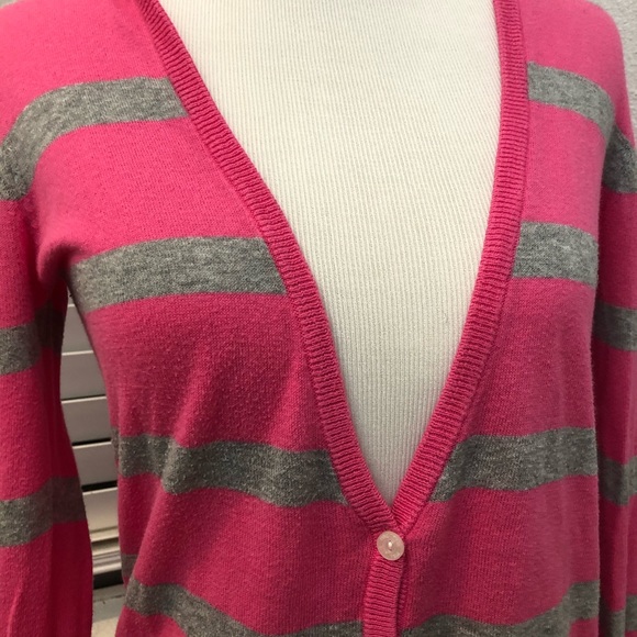 VS Pink Striped Hooded Button Down Cardigan - Picture 9 of 10